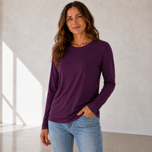 Load image into Gallery viewer, ROOTEASE - Women’s Rayon Spandex Long Sleeve  | Soft Stretch Basic Top: Masala / M US women's letter