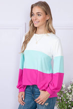 Load image into Gallery viewer, Burgundy Apparel - BRIGHT COLOR BLOCK LONG SLEEVE TUNIC TOP: L / MINT///