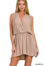 Load image into Gallery viewer, WOVEN CRINKLE DRAPED ROMPER W TIE OPEN BACK ###