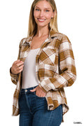 Load image into Gallery viewer, COTTON PLAID SHACKET WITH FRONT POCKET***