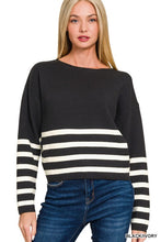 Load image into Gallery viewer, VISCOSE STRIPED CROPPED SWEATER ###