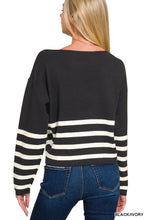 Load image into Gallery viewer, VISCOSE STRIPED CROPPED SWEATER ###