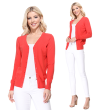 Load image into Gallery viewer, Mak - Women's V-Neck Button Down Knit Cardigan Sweater MK5178: ICE BLUE / S///