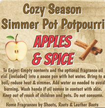 Load image into Gallery viewer, Shoots, Roots &amp; Leather Boots - Potpourri Simmer Pot- Apples &amp; Spice **NEW**///