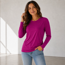 Load image into Gallery viewer, ROOTEASE - Women’s Rayon Spandex Long Sleeve  | Soft Stretch Basic Top: Masala / XL US women's letter