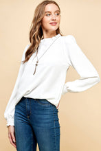 Load image into Gallery viewer, Les Amis - Solid Top with Ruffled Neck and Smocked Sleeves.: Black / L ///