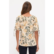 Load image into Gallery viewer, Perseption - FLORAL KNIT SCOOP NECK FASHION TEE: TAUPE/GREEN/BROWN / S-M-L-XL(1-2-2-1)