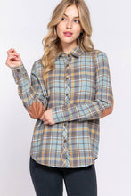 Load image into Gallery viewer, Active Basic | Active USA - Long Sleeve with Suede Patch Button Down Plaid Shirt///: Red-Ivory/red / L