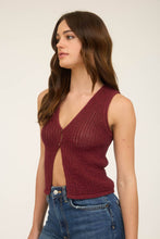 Load image into Gallery viewer, Blu Pepper - V NECK FRONT BUTTON CROCHET KNIT VEST: CHARCOAL///