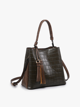 Load image into Gallery viewer, Jen &amp; Co. - *SALE* M1895CROC Olivia Crocodile Contrast Hobo : Olive ///