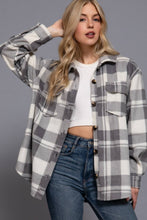 Load image into Gallery viewer, 42POPS - .....1008 Long Sleeve Check Printed Fleece Shacket SI-28274: TPE-taupe-185554 / M