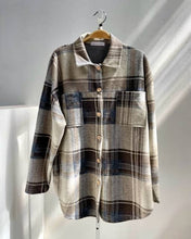 Load image into Gallery viewer, Chris &amp; Carol Apparel - T3066T - Women's Plaid Shirt: MOCHA/BLUE / M ///