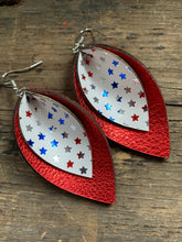 Load image into Gallery viewer, Jill's Jewels - Red White and Blue Patriotic Metallic Leather Earrings ///