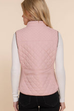 Load image into Gallery viewer, Active Basic | Active USA - Suede Piping Detail Rib Quilted Padding Vest:/// OLV-olive oil / S