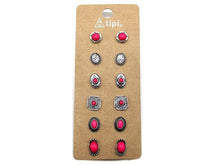 Load image into Gallery viewer, Snowing West - Western 6 Pair Dainty Post Earring Set: FUCHSIA