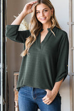 Load image into Gallery viewer, HEIMISH - ST1002-71 ROLL UP SLEEVE MANDARIN COLLAR SOLID TOP: BURGUNDY /// 2-2-2 (1X-2X-3X)