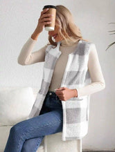 Load image into Gallery viewer, Miss Sparkling - Sherpa Plaid Vest: Grey / S ////