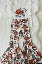 Load image into Gallery viewer, luluclothes - DLH2696 HOWDY cowgirls top bell bottom girls clothing sets: L-4/5 ///