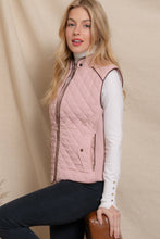 Load image into Gallery viewer, Active Basic | Active USA - Suede Piping Detail Rib Quilted Padding Vest:/// OLV-olive oil / S