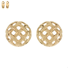 Load image into Gallery viewer, SP Sophia Collection - Antique Woven Basket Button Stud Clip On Earrings: Silver ///