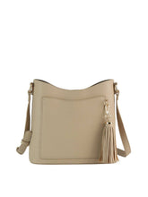 Load image into Gallery viewer, Handbag Factory Corp - Tassel Charm Pebbled Crossbody Bag: Black///