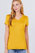 Load image into Gallery viewer, Active Basic | Active USA - Short Sleeve V-neck Top with Pocket: Nvy-True Navy / L