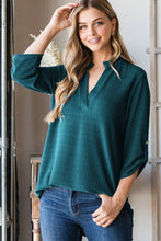 Load image into Gallery viewer, HEIMISH - ST1002-71 ROLL UP SLEEVE MANDARIN COLLAR SOLID TOP: BURGUNDY /// 2-2-2 (1X-2X-3X)