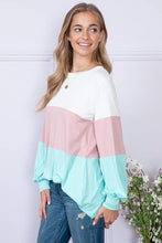 Load image into Gallery viewer, Burgundy Apparel - BRIGHT COLOR BLOCK LONG SLEEVE TUNIC TOP: L / MINT///