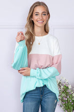 Load image into Gallery viewer, Burgundy Apparel - BRIGHT COLOR BLOCK LONG SLEEVE TUNIC TOP: L / MINT///