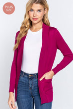 Load image into Gallery viewer, Active Basic | Active USA - Long Sleeve Rib Banded Open Sweater Cardigan: Lav-Misty Lavender / XL