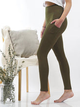 Load image into Gallery viewer, 42POPS - ',, Brushed Microfiber Wide Waistband Leggings W/ Pockets: BLACK-/// 157448 / S