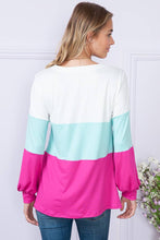 Load image into Gallery viewer, Burgundy Apparel - BRIGHT COLOR BLOCK LONG SLEEVE TUNIC TOP: M / MINT///