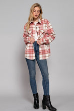 Load image into Gallery viewer, Active Basic | Active USA - /// Long Sleeve Wool Blend Plaid Button Down Casual Jacket : PNK-pink/khaki / M