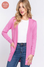 Load image into Gallery viewer, Active Basic | Active USA - Long Sleeve Rib Banded Open Sweater Cardigan: Lav-Misty Lavender / XL