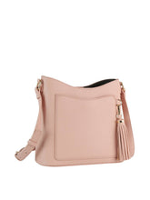 Load image into Gallery viewer, Handbag Factory Corp - Tassel Charm Pebbled Crossbody Bag: Black///