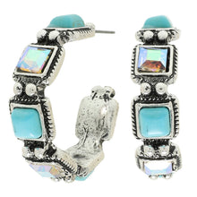 Load image into Gallery viewer, SP Sophia Collection - Western Crystal Turquoise Hoop Earrings : Iridescent ///