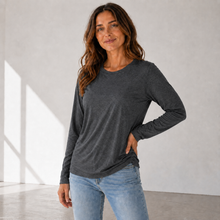 Load image into Gallery viewer, ROOTEASE - Women’s Rayon Spandex Long Sleeve  | Soft Stretch Basic Top: Plum / XL US women's letter