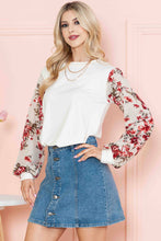 Load image into Gallery viewer, Burgundy Apparel - SOLID TUNIC WITH FLORAL CHIFFON SLEEVES: /// 2-2-1;S-M-L-XL / NAVY