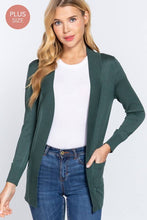 Load image into Gallery viewer, Active Basic | Active USA - Long Sleeve Rib Banded Open Sweater Cardigan: Lav-Misty Lavender / 2XL