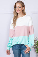 Load image into Gallery viewer, Burgundy Apparel - BRIGHT COLOR BLOCK LONG SLEEVE TUNIC TOP: M / MINT///
