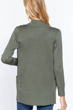 Load image into Gallery viewer, Active Basic | Active USA - Long Sleeve Rib Banded Open Sweater Cardigan: Blu-French Blue / S