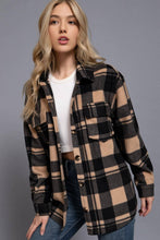 Load image into Gallery viewer, 42POPS - .....1008 Long Sleeve Check Printed Fleece Shacket SI-28274: TPE-taupe-185554 / S
