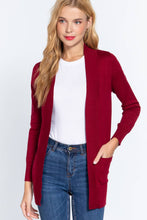 Load image into Gallery viewer, Active Basic | Active USA - Long Sleeve Rib Banded Open Sweater Cardigan: Blu-French Blue / S