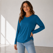 Load image into Gallery viewer, ROOTEASE - Women’s Rayon Spandex Long Sleeve  | Soft Stretch Basic Top: Plum / XL US women's letter
