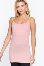 Load image into Gallery viewer, 42POPS - .SI-156 Built-in Bra Basic Cami w/ adjustable strap: BLK-black-499 / L