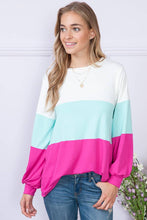 Load image into Gallery viewer, Burgundy Apparel - BRIGHT COLOR BLOCK LONG SLEEVE TUNIC TOP: L / MINT///