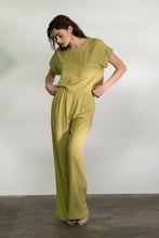 Load image into Gallery viewer, Blu Pepper - HIGH WAIST WIDE LEG PLEATED LINEN PANTS: LIGHT OLIVE