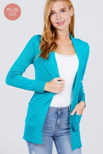Load image into Gallery viewer, Active Basic | Active USA - Long Sleeve Rib Banded Open Sweater Cardigan: Lav-Misty Lavender / 2XL