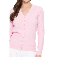 Load image into Gallery viewer, Mak - Women's V-Neck Button Down Knit Cardigan Sweater MK5178: ICE BLUE / S///