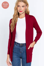 Load image into Gallery viewer, Active Basic | Active USA - Long Sleeve Rib Banded Open Sweater Cardigan: Lav-Misty Lavender / 2XL